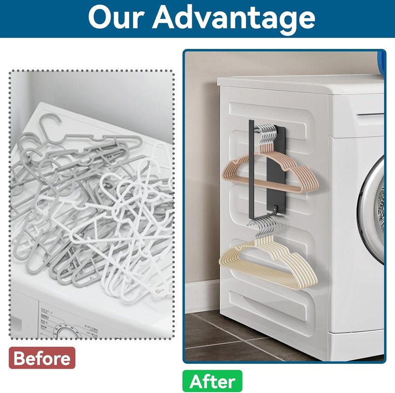Sunoyar Hanger Organizer Stacker, Strong Magnetic Hanger Holder for Laundry Room Dryer/Washer, Clothes Hanger Organizer Extra Large 8.5cm/3.35 inch for 1Pack Black - Image 5